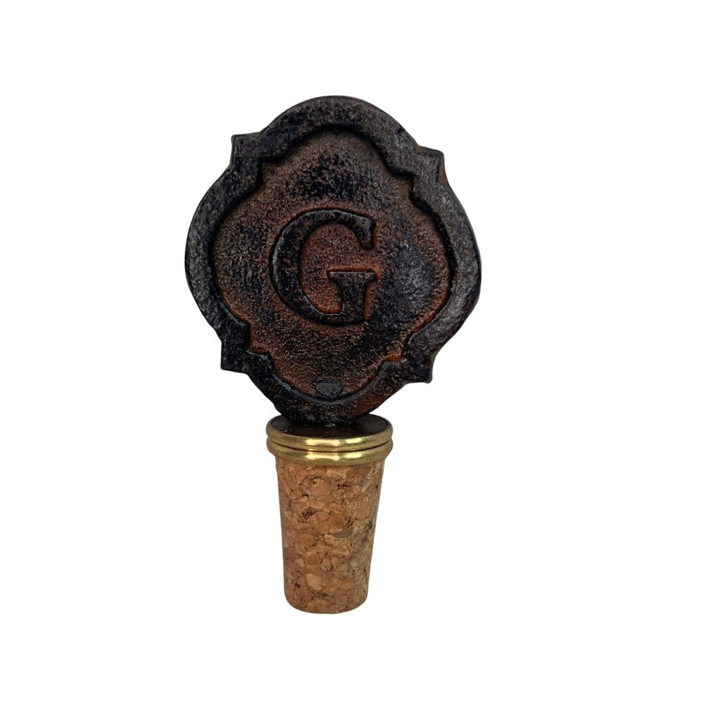 Mud Pie Metal Cast Iron Initial "G" Wine Bottle Stopper NEW